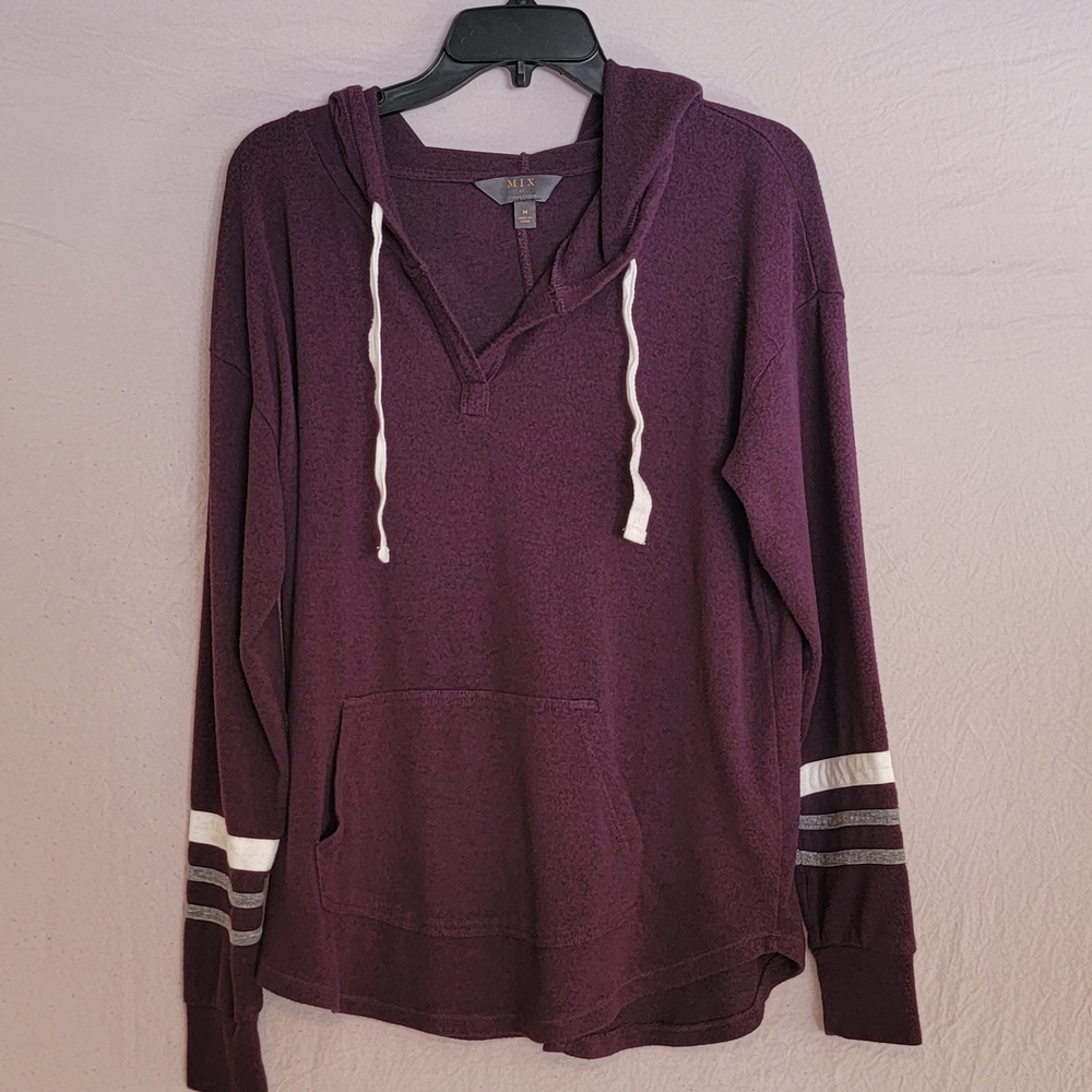 MIX by 41 Hawthorne Women's V-Neck Hoodie in Deep Purple